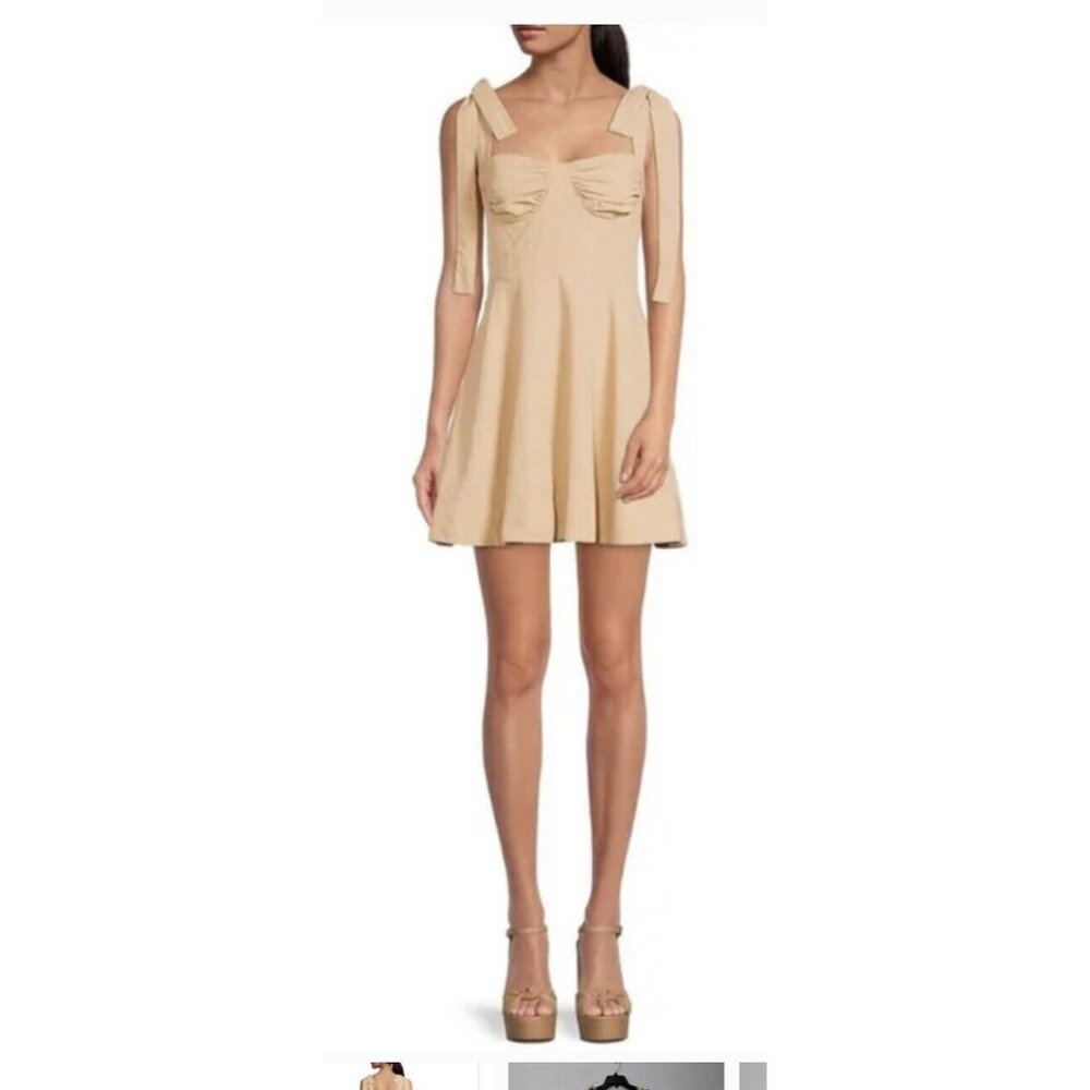 Gianni Bini Beige Tie-Strap Mini Dress Size 12 Womens Elegant Casual Look MSRP $